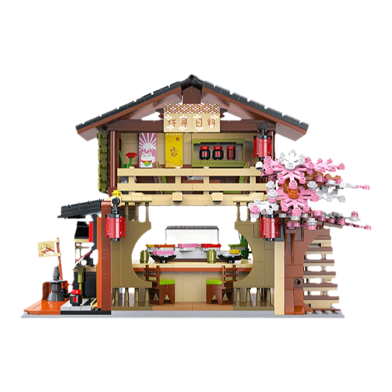 智德乐日式房屋花店积木