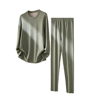 加厚德绒男款保暖内衣套装羊毛蚕丝加绒宽松中老年人爸爸秋裤秋衣