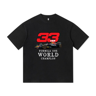 红牛车队33号世界冠军方程式赛手美式纯棉短袖T恤衫男装宽松休闲