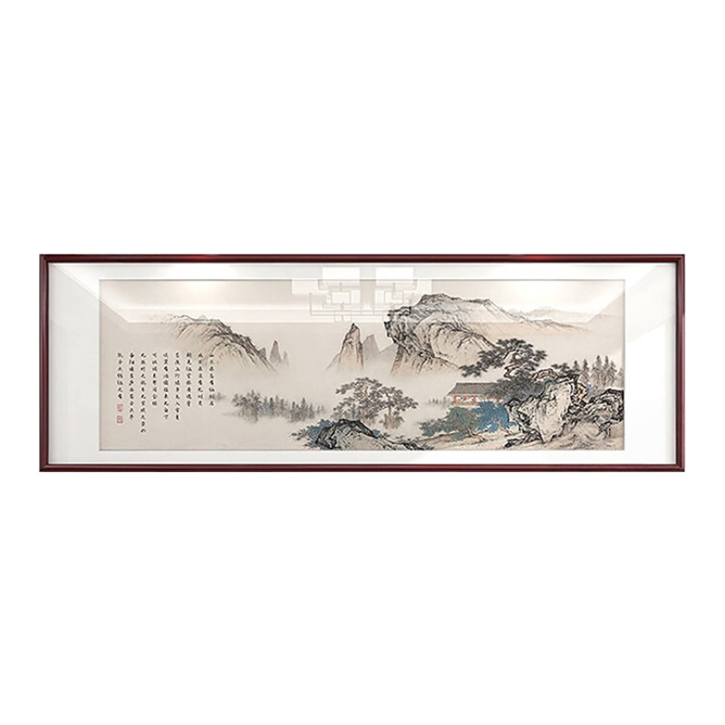 望云楼新中式山水风景有框装饰画