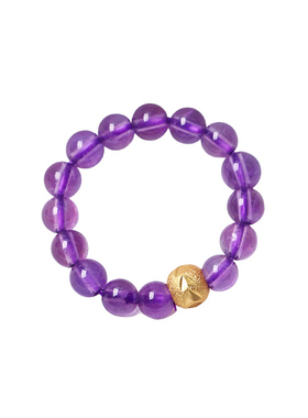 天然水晶紫水晶草莓晶金发晶黑金超七圆珠款戒指指环弹力绳款女款