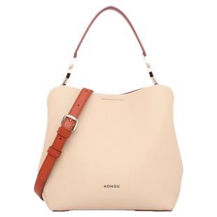 HONGU/红谷女包包气质牛皮单肩包手提时尚百搭水桶包包女真皮包