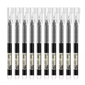 黑色直液式速干走珠中性笔 0.5针管式速干水笔碳素笔学生考试签字