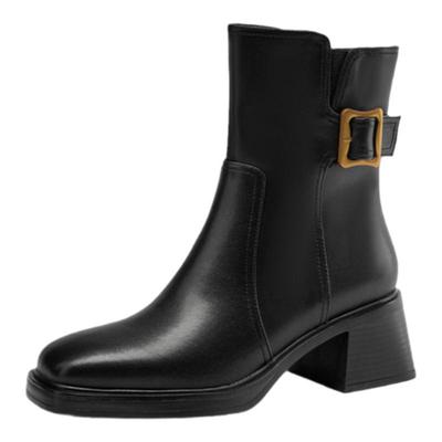 星期六马丁靴女鞋粗跟高跟鞋2025新款秋冬季短靴妈妈靴子春秋皮鞋