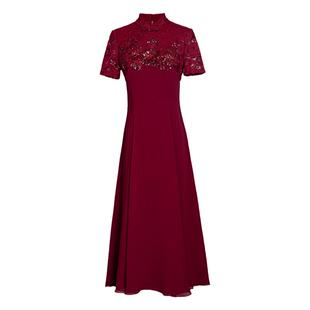 名兰世家妈妈婚宴礼服改良旗袍领蕾丝连衣裙刺绣高端婚礼原创设计