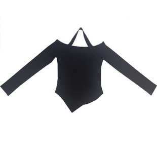 又甜又辣露肩性感打底衫长袖修身挂脖一字肩上衣女秋纯欲风漏锁骨