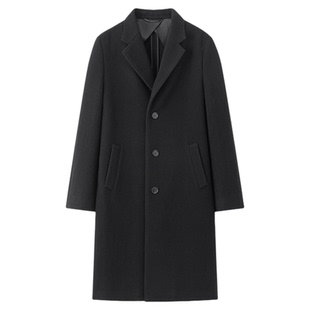 华吉言【奥本海默】100羊毛平驳领中长款双面尼外套大衣