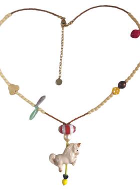 复古陶瓷琉璃串珠原创项链限量