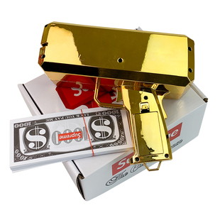 supreme抖音钞票撒钱机器喷钱枪吐钞射钱手抢网红金色喷钱机玩具