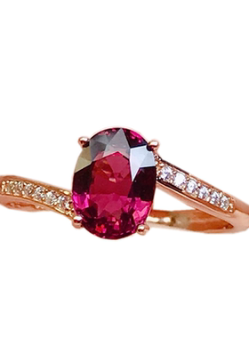 天然镁铝石榴石戒指S925纯银简约