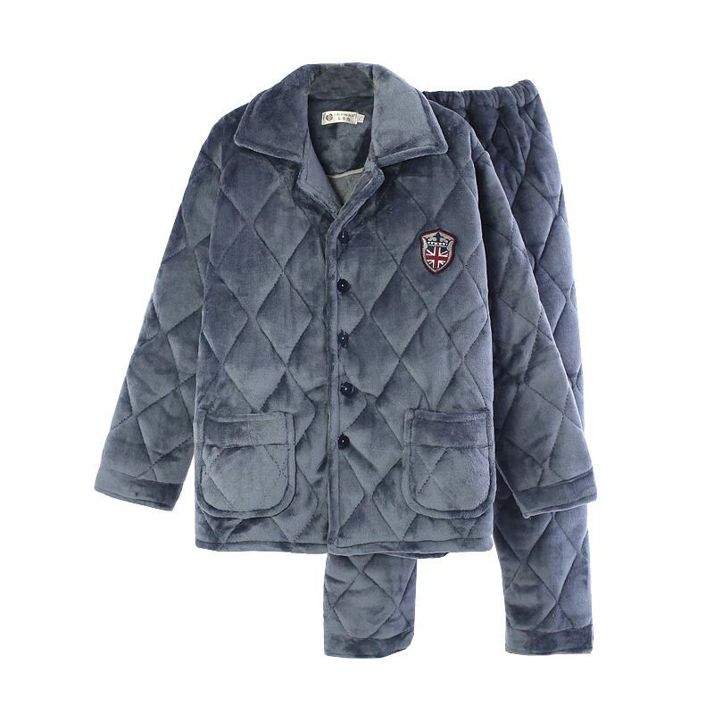 秋冬季三层夹棉加绒保暖家居服