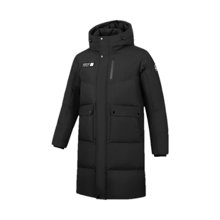 乔丹防泼水中长款羽绒服男士冬季新款商场同款抗静电防风保暖外套