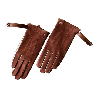头层磨砂皮山羊皮真皮手套女薄款羊毛加绒保暖秋冬开车短款修手型