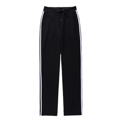 三杠秋冬加绒纯棉运动裤学生阔腿