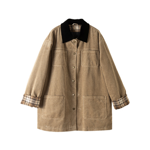 巨好看的冬装外套羽绒服女2025新款冬季休闲中长款灯芯绒上衣女款