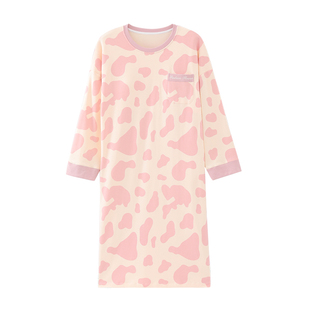 高级感睡裙女款春秋季纯棉长袖带胸垫一体2025新款睡衣女连衣裙子