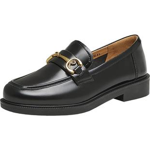 天美意厚底英伦学院常青藤乐福鞋女秋新款复古单鞋小皮鞋CXC37CA4