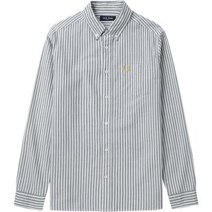 FRED PERRY男装长袖衬衫夏季商务绅士条纹麦穗刺绣衬衣M6574
