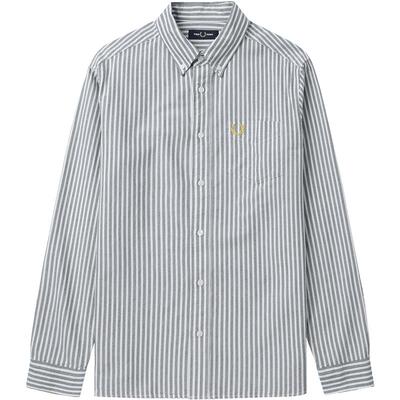 FRED PERRY男士长袖衬衫夏季商务绅士条纹麦穗刺绣衬衣M6574