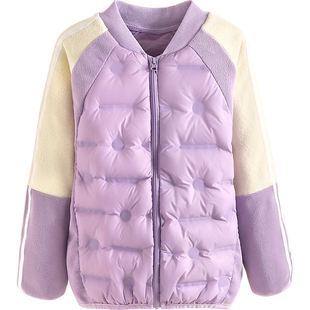 小虎帕蒂女童毛绒拼接羽绒服女宝时尚鹅绒上衣冬季洋气保暖外套