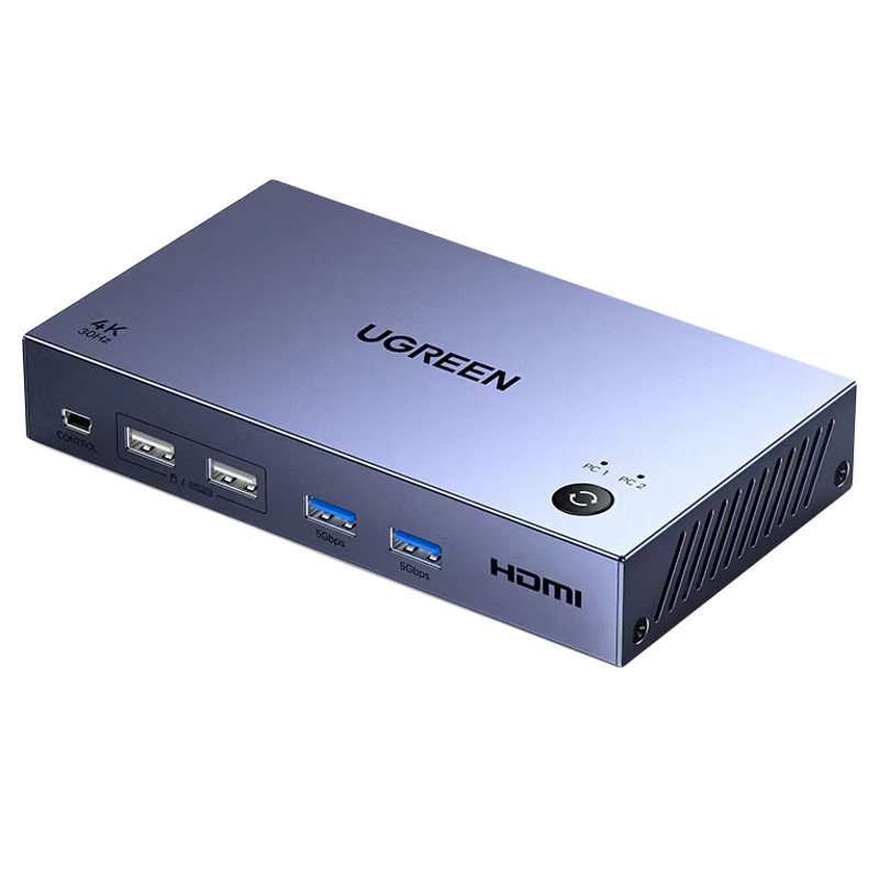 绿联kvm无缝切换器hdmi二进一出一套键盘鼠标控制两台电脑2双主机共用一个显示器带多usb共享同步分配分屏器