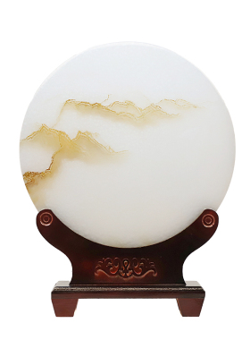 天然玉石山水平安扣摆件