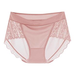 芬腾蕾丝女士内裤2025新款无痕冰丝中高腰性感纯欲大码少女生薄款