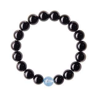 庆祥泰天然黑曜石海蓝宝手串手链男官方旗舰店女款五行补水送礼物