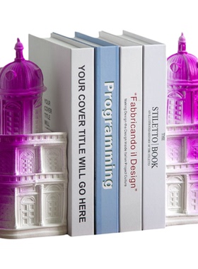 暮色城堡白紫色渐变书挡艺术摆件