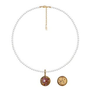 MASW麻秀十二星座生辰石星空油画珍珠吊坠项链复古新高级感毛衣链