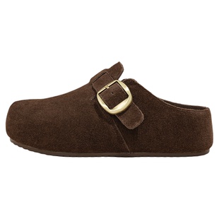 黑色一脚蹬包头勃肯半拖鞋女2026新款春季外穿百搭增高厚底女鞋子