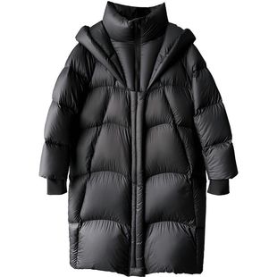 黑色长款过膝鹅绒羽绒服女冬季2026新款流行爆款东北防寒加厚外套