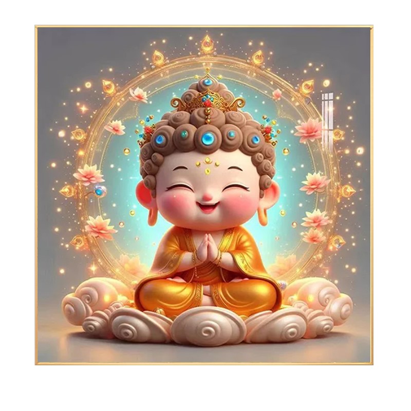 Q版阿弥陀佛方钻钻石画2026新款花开见如来佛祖点贴钻十字绣佛系