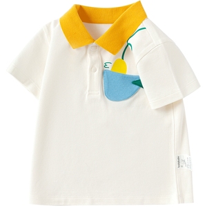 巴拉巴拉男童polo衫婴儿宝宝短袖t恤儿童夏季童装打底白色上衣小