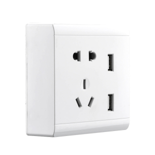 明装五孔带双USB插座面板二三插多孔明线盒一体两位usb手机充电口