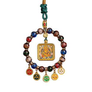 杭州灵隐藏式唐卡五路财神香灰琉璃算盘多宝汽车挂件吊坠文创礼品