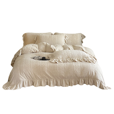 法式复古高级感雕花牛奶绒四件套