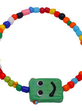 可爱怪兽情侣彩色串珠女小众