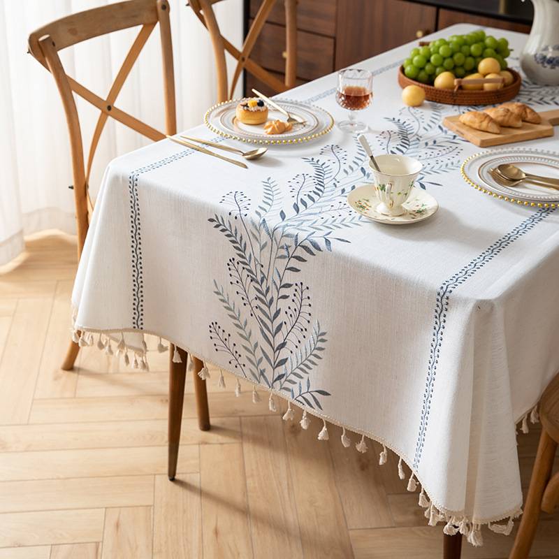 防水桌布批发棉麻绣花工艺奢台布轻免洗高级感耐用防污防油餐桌