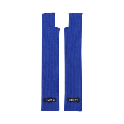 冬季保暖潮牌克莱因蓝羊绒手套男冬季露指半指半截漏指袖套女酷帅