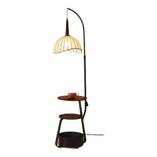 箭牌照明复古落地灯高级感氛围灯茶几中古风客厅卧室置物架床头灯