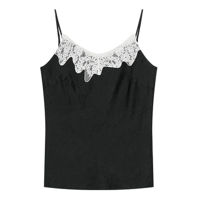 IDPAN凉感背心吊带女夏新款高级感内搭蕾丝拼接气质无袖上衣