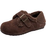 快乐玛丽勃肯鞋女2025冬季新款加绒保暖棉鞋一脚蹬厚底防滑毛毛鞋