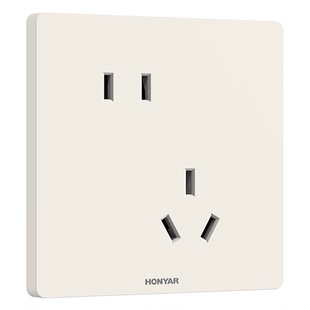 鸿雁开关插座面板奶油风哑光五孔插座多孔16A面板X5Pro可可蛋奶