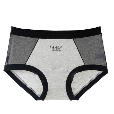 无痕网纱中腰加长裆女三角裤