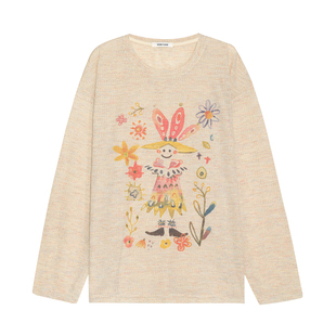 SAME FLOW 【吴优推荐】刘宇宁同款小丑水彩印花情侣童趣T恤女秋