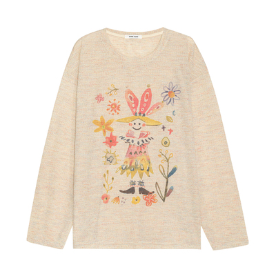 SAME FLOW 刘宇宁同款初春小丑水彩印花情侣童趣T恤上衣防晒打底