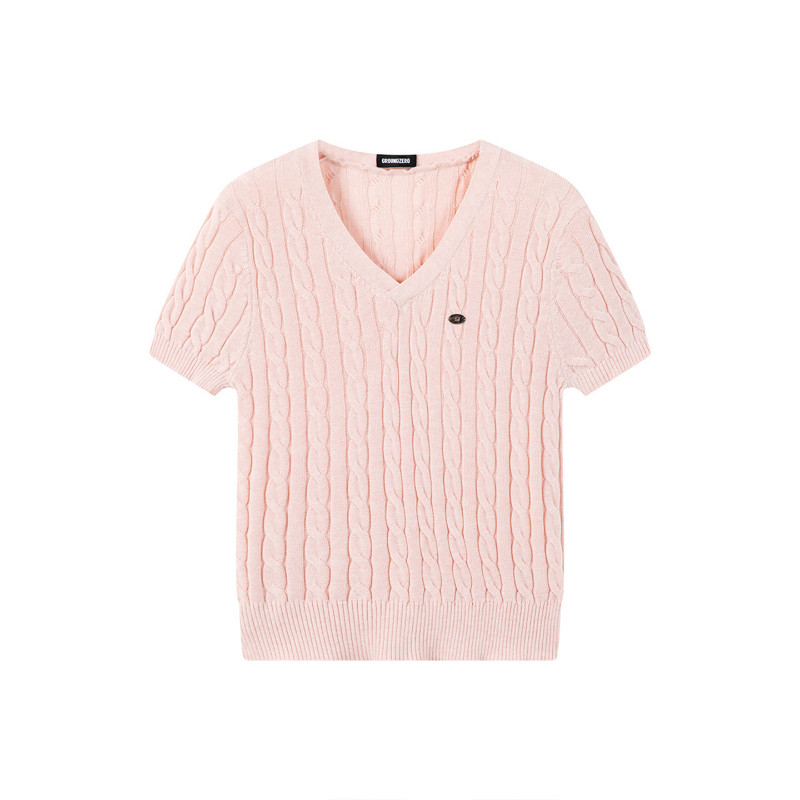 i.t学院风V领针织短袖复古又好看