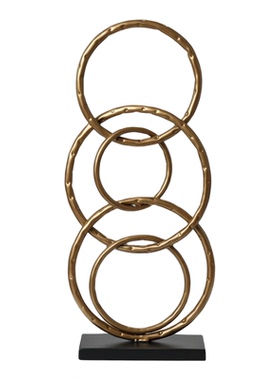 中式复古大理石底座金属编织摆件