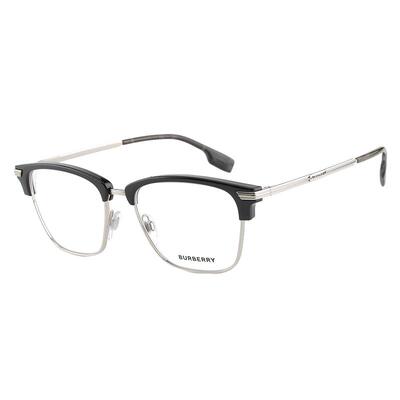 【自营】BURBERRY博柏利眼镜框男款黑银色商务眉形镜框女 OBE2359